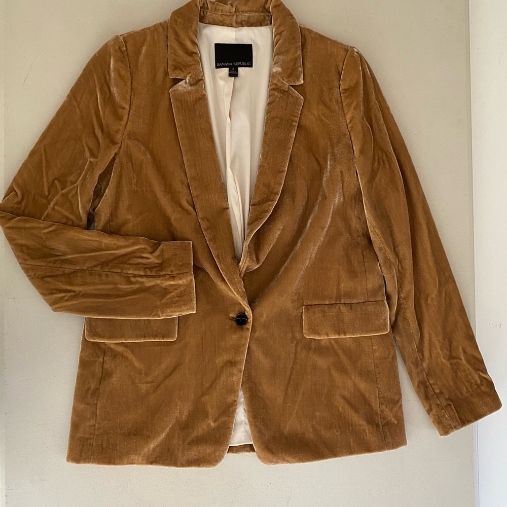 Banana Republic Camel Velvet Blazer Jacket Size 4